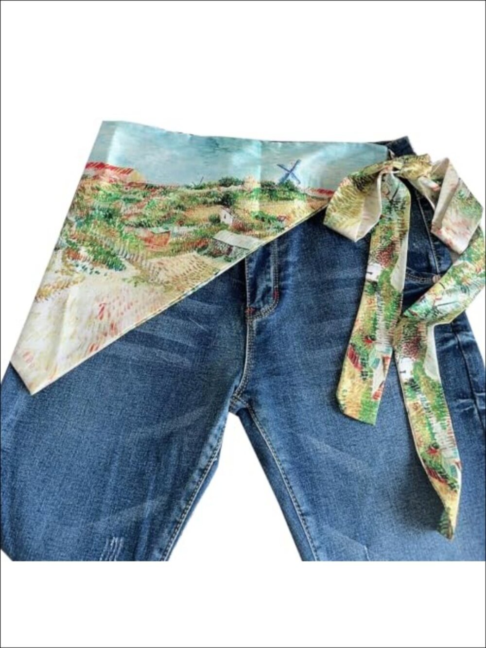 Satin Triangle Scarf Belt Skinny Waist Sash Tie for Dresses